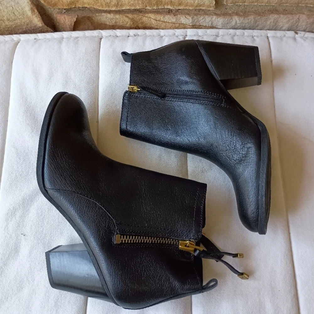 Franco Sarto Elegant Black Leather Ankle Boots_8.5